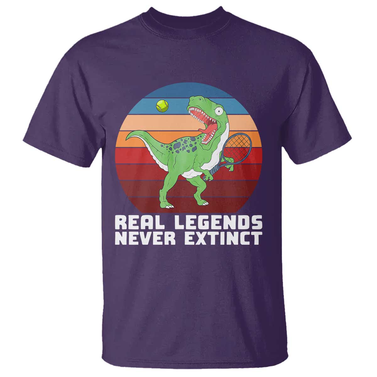 Retro Dinosaur Tennis Player T Shirt Real Legends Never Extinct TS12 Purple Print Your Wear