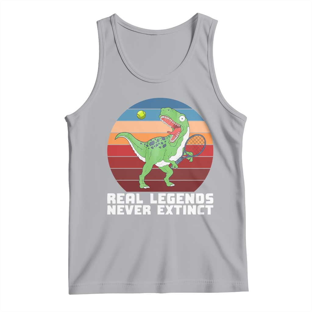 Retro Dinosaur Tennis Player Tank Top Real Legends Never Extinct TS12 Athletic Heather Print Your Wear