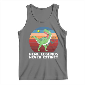 Retro Dinosaur Tennis Player Tank Top Real Legends Never Extinct TS12 Black Heather Print Your Wear
