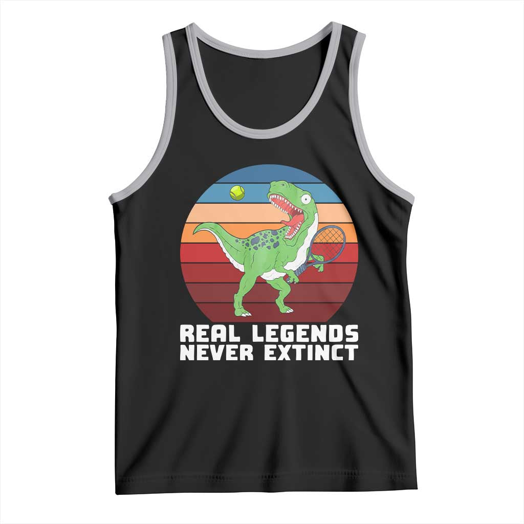 Retro Dinosaur Tennis Player Tank Top Real Legends Never Extinct TS12 Black Athletic Heather Print Your Wear
