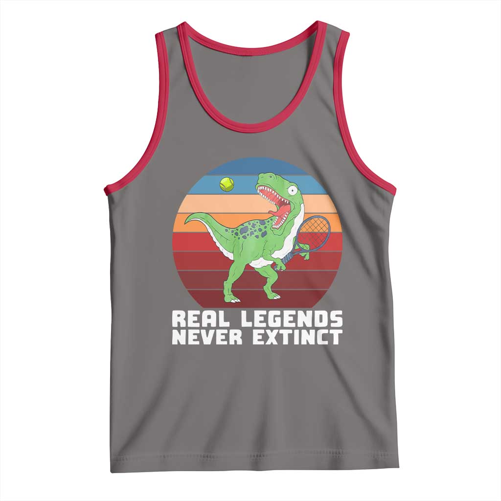 Retro Dinosaur Tennis Player Tank Top Real Legends Never Extinct TS12 Deep Heather Red Print Your Wear