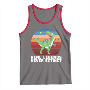 Retro Dinosaur Tennis Player Tank Top Real Legends Never Extinct TS12 Deep Heather Red Print Your Wear