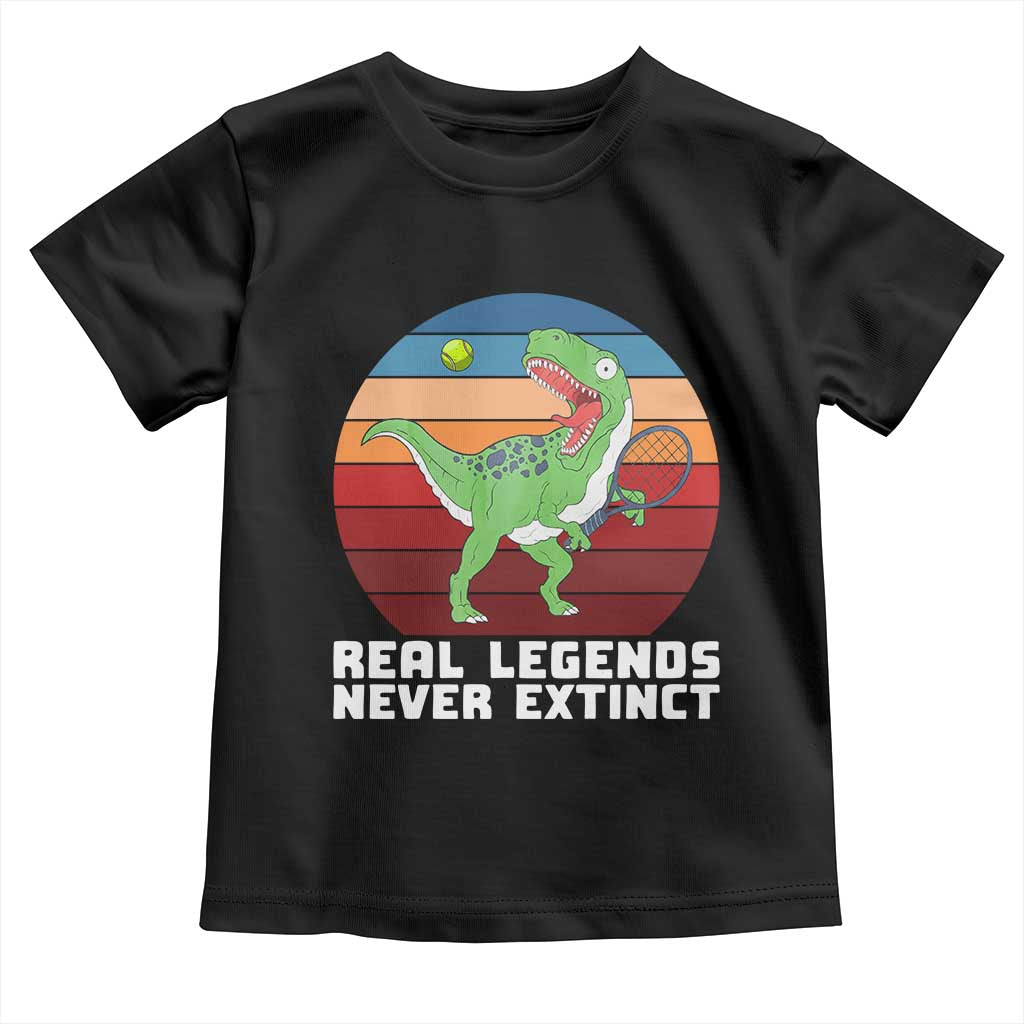 Retro Dinosaur Tennis Player Toddler T Shirt Real Legends Never Extinct TS12 Black Print Your Wear