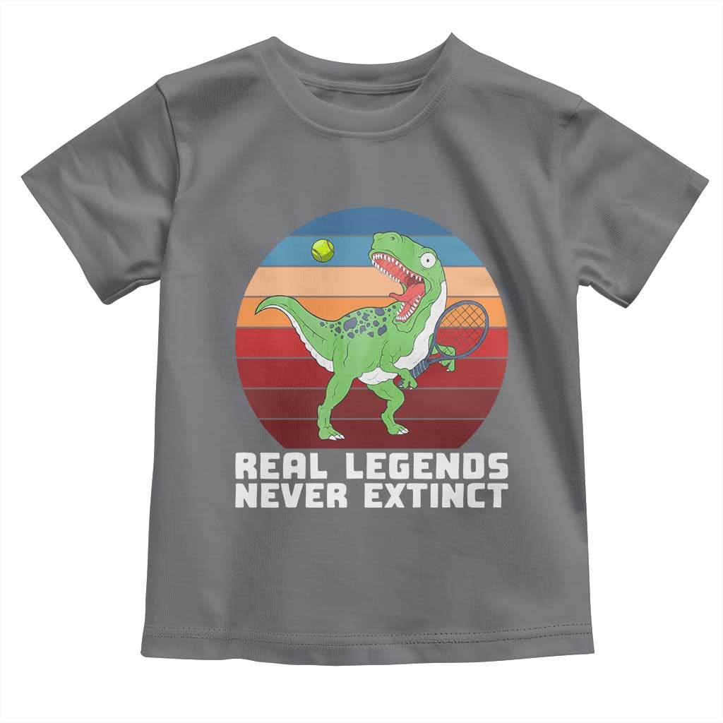 Retro Dinosaur Tennis Player Toddler T Shirt Real Legends Never Extinct TS12 Charcoal Print Your Wear