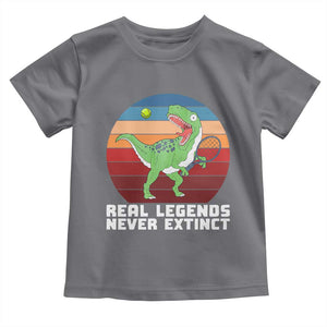 Retro Dinosaur Tennis Player Toddler T Shirt Real Legends Never Extinct TS12 Charcoal Print Your Wear