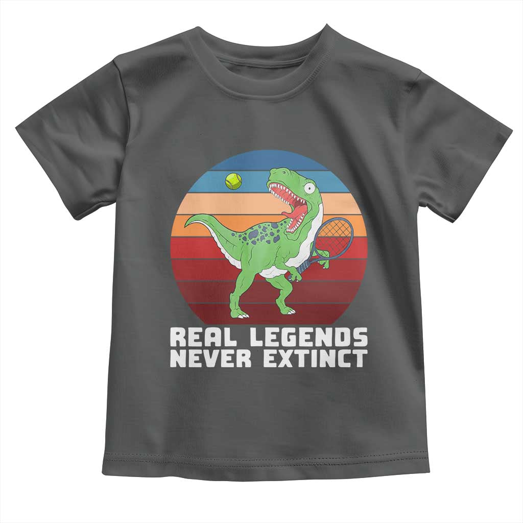 Retro Dinosaur Tennis Player Toddler T Shirt Real Legends Never Extinct TS12 Dark Heather Print Your Wear