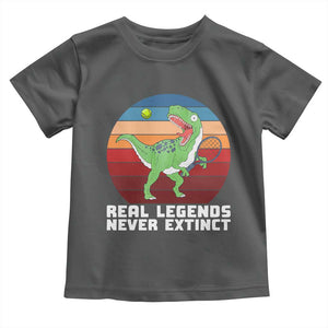 Retro Dinosaur Tennis Player Toddler T Shirt Real Legends Never Extinct TS12 Dark Heather Print Your Wear