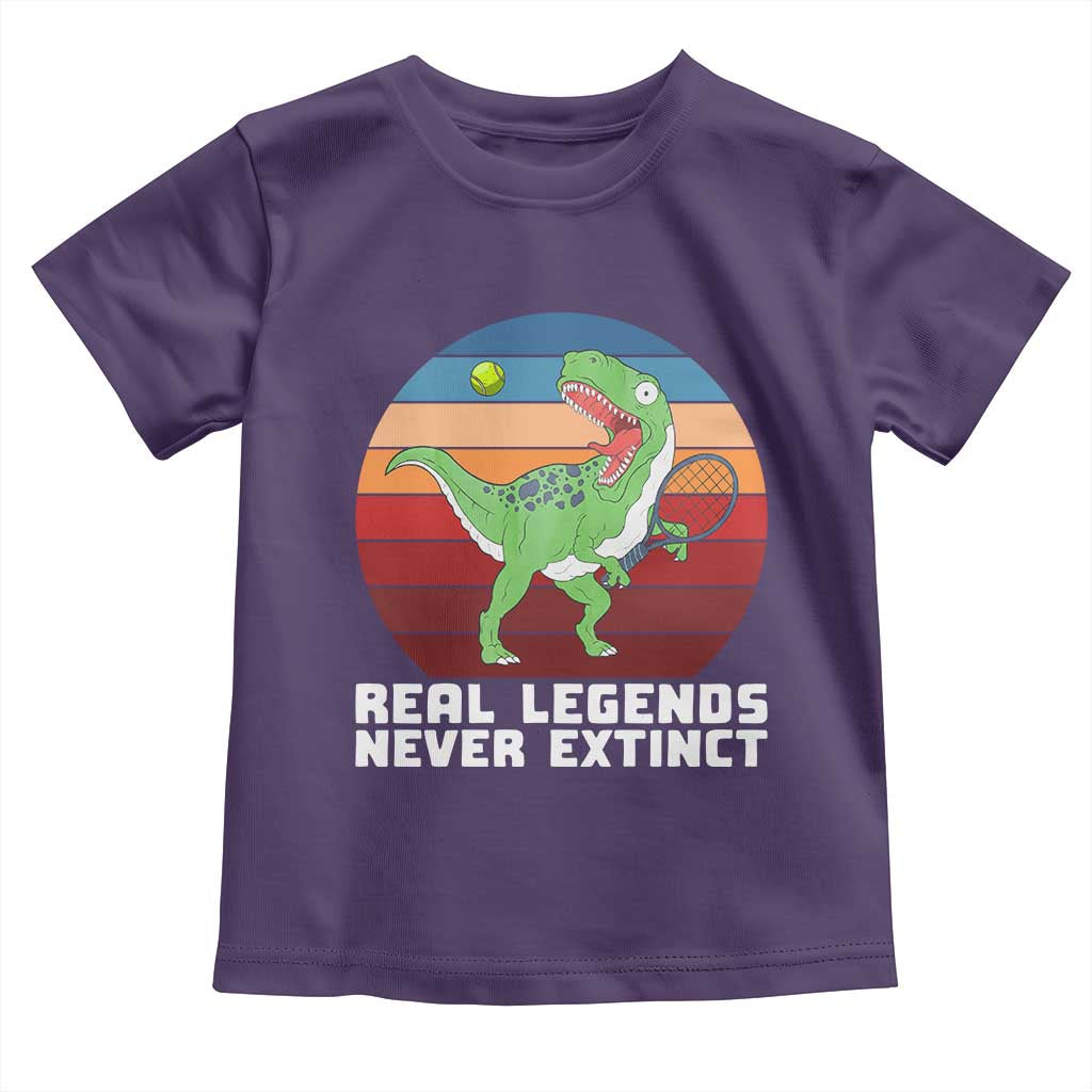 Retro Dinosaur Tennis Player Toddler T Shirt Real Legends Never Extinct TS12 Purple Print Your Wear