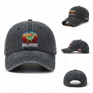 Retro Dinosaur Tennis Player Washed Cotton Baseball Cap Real Legends Never Extinct TS12 Washed Cap Universal Fit Dark Gray Print Your Wear