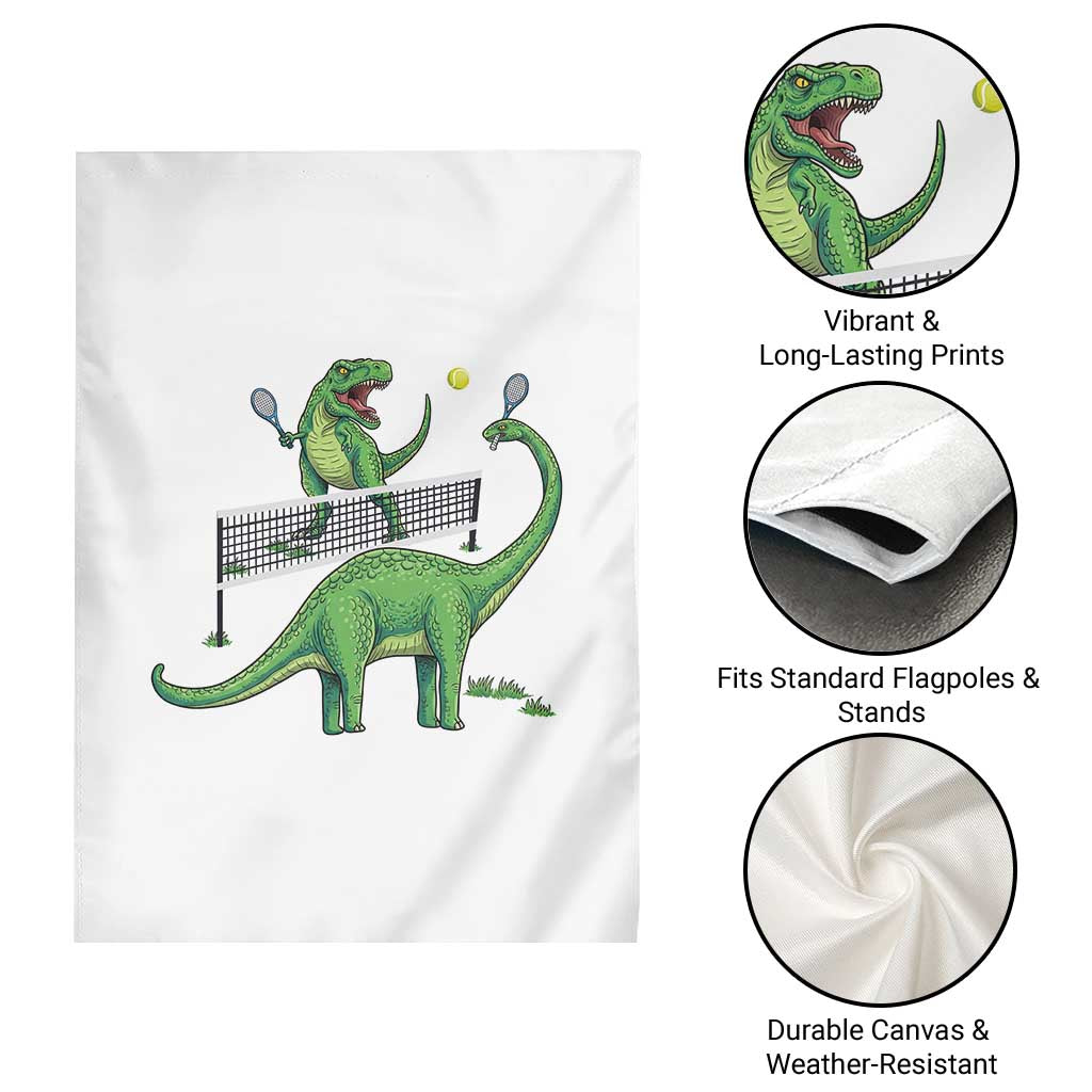 Funny Prehistoric Dinosaur Tennis Player Game Day Garden Flag TS12 Print Your Wear
