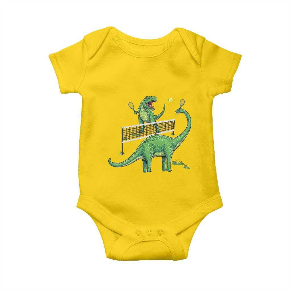 Funny Prehistoric Dinosaur Tennis Player Game Day Baby Onesie TS12 Daisy Print Your Wear