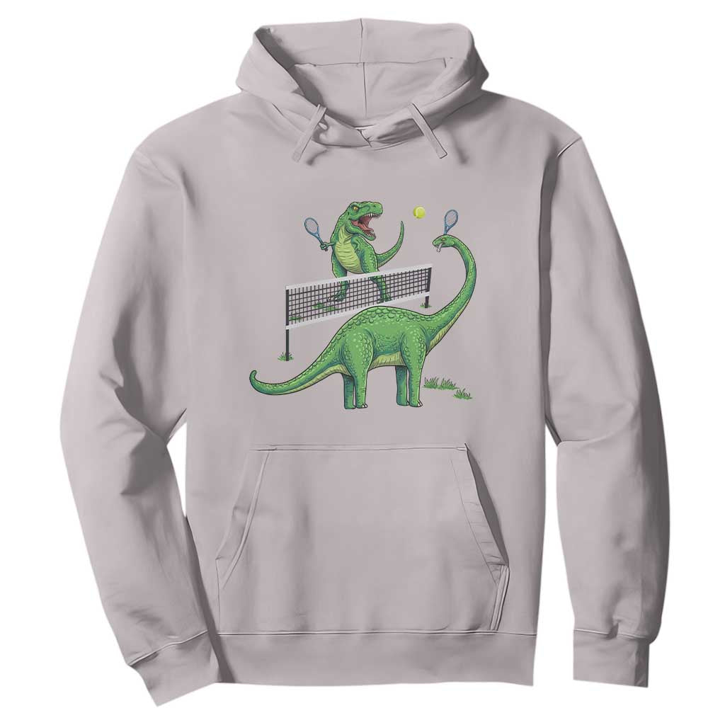 Funny Prehistoric Dinosaur Tennis Player Game Day Hoodie TS12 Ice Gray Print Your Wear