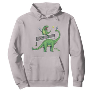 Funny Prehistoric Dinosaur Tennis Player Game Day Hoodie TS12 Ice Gray Print Your Wear