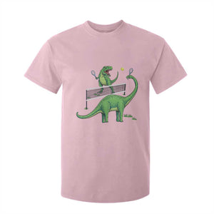 Funny Prehistoric Dinosaur Tennis Player Game Day T Shirt For Kid TS12 Light Pink Print Your Wear