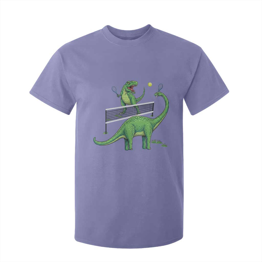 Funny Prehistoric Dinosaur Tennis Player Game Day T Shirt For Kid TS12 Violet Print Your Wear