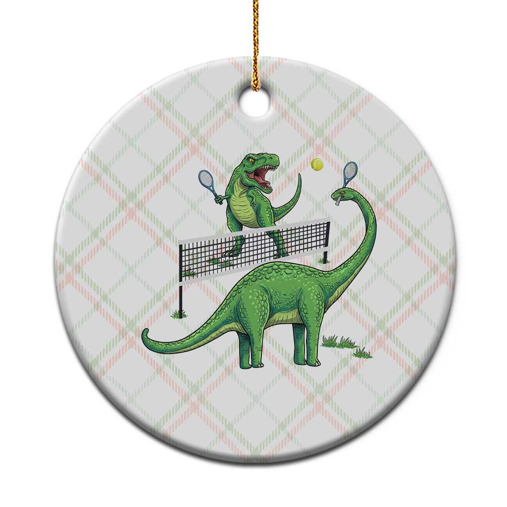 Funny Prehistoric Dinosaur Tennis Player Game Day Ceramic Ornament TS12 1pc Christmas Plaid Print Your Wear