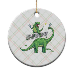 Funny Prehistoric Dinosaur Tennis Player Game Day Ceramic Ornament TS12 1pc Christmas Plaid Print Your Wear