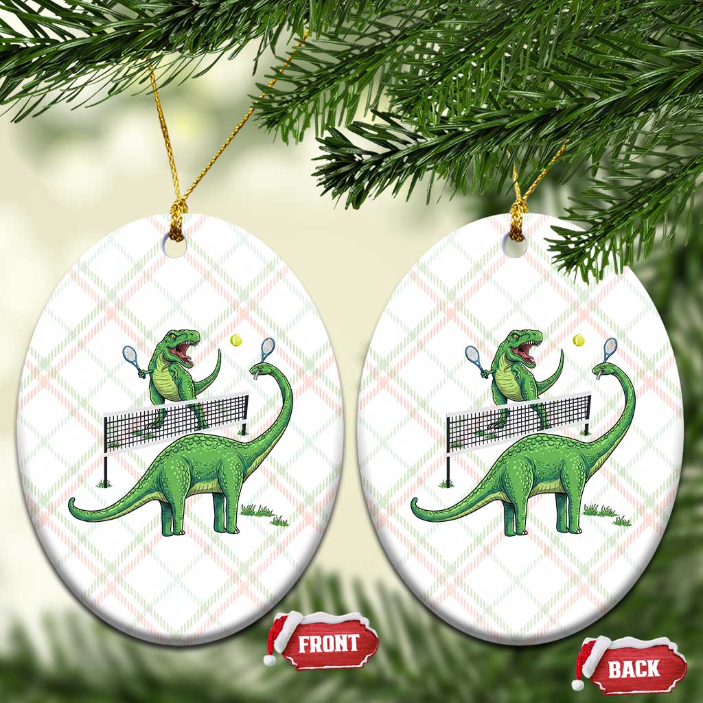 Funny Prehistoric Dinosaur Tennis Player Game Day Ceramic Ornament TS12 Print Your Wear