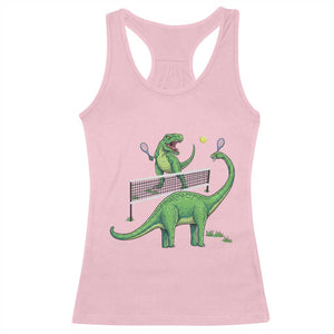 Funny Prehistoric Dinosaur Tennis Player Game Day Racerback Tank Top TS12 Light Pink Print Your Wear