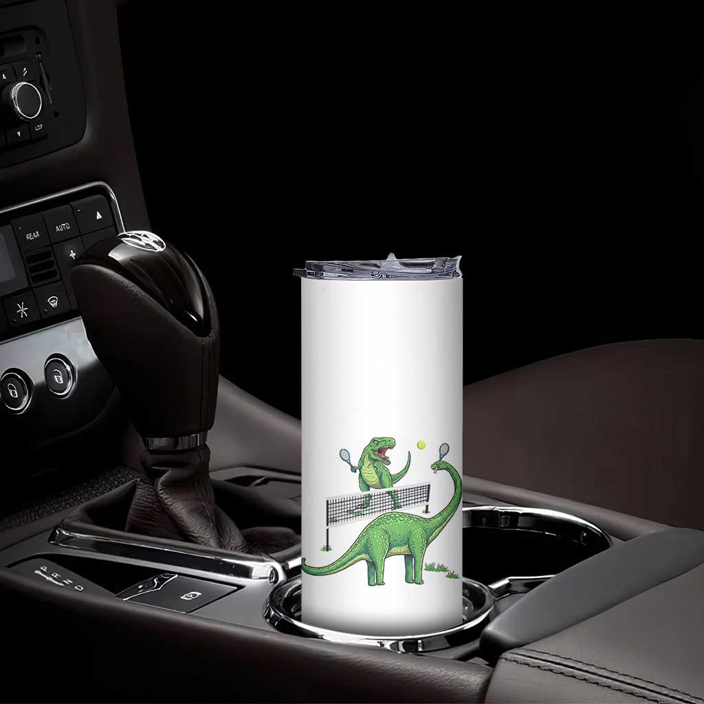Funny Prehistoric Dinosaur Tennis Player Game Day Skinny Tumbler TS12 Print Your Wear