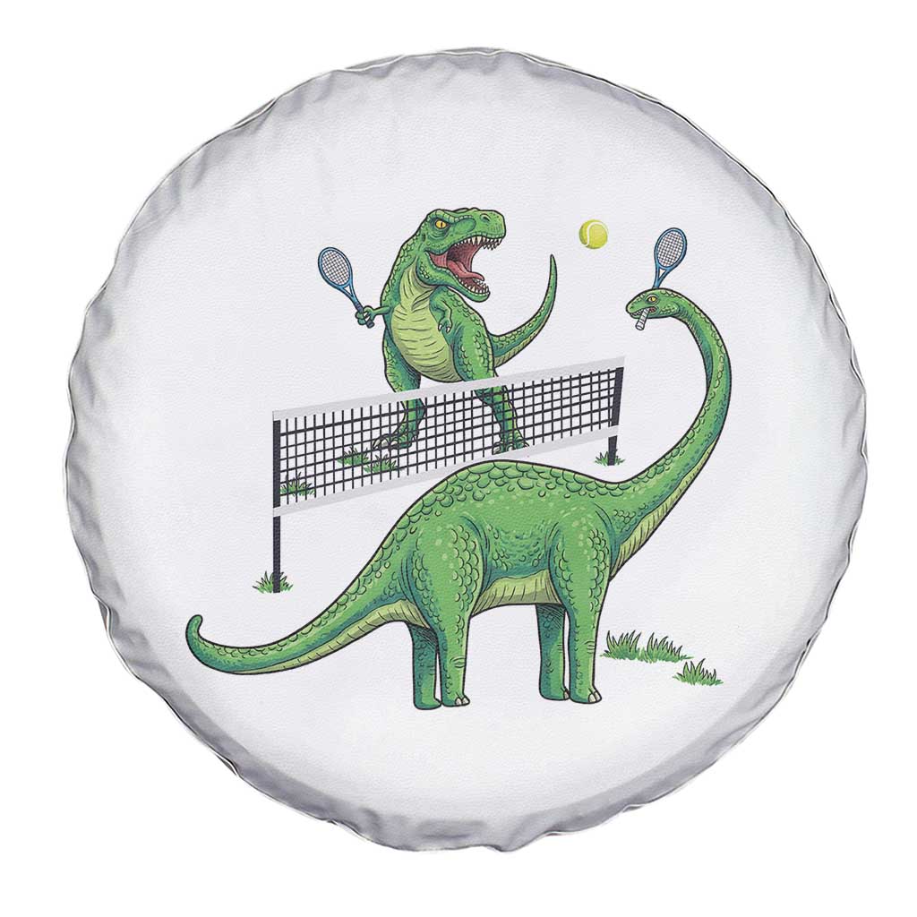 Funny Prehistoric Dinosaur Tennis Player Game Day Spare Tire Cover TS12 Print Your Wear
