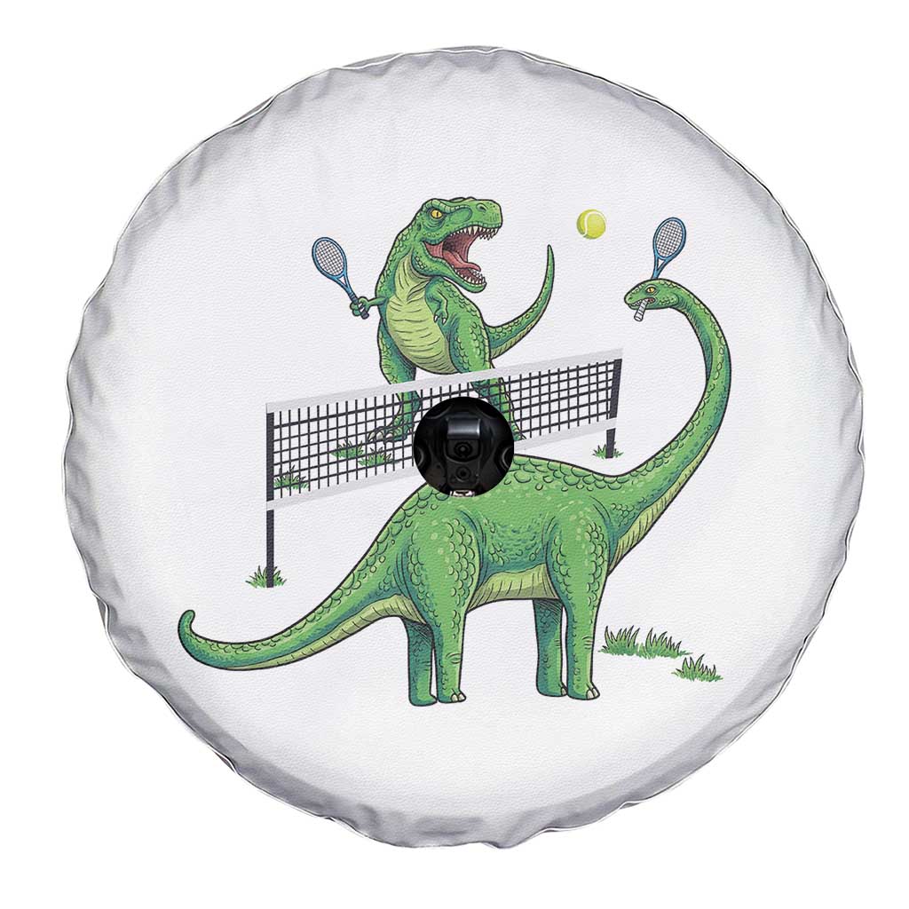 Funny Prehistoric Dinosaur Tennis Player Game Day Spare Tire Cover TS12 Print Your Wear