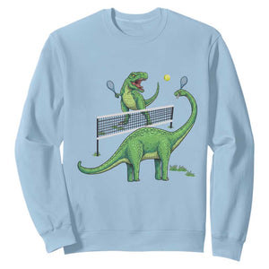 Funny Prehistoric Dinosaur Tennis Player Game Day Sweatshirt TS12 Light Blue Print Your Wear