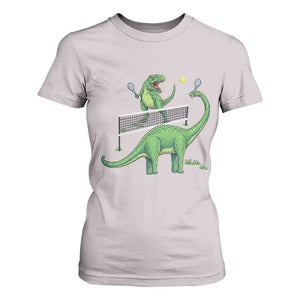 Funny Prehistoric Dinosaur Tennis Player Game Day T Shirt For Women TS12 Ice Gray Print Your Wear