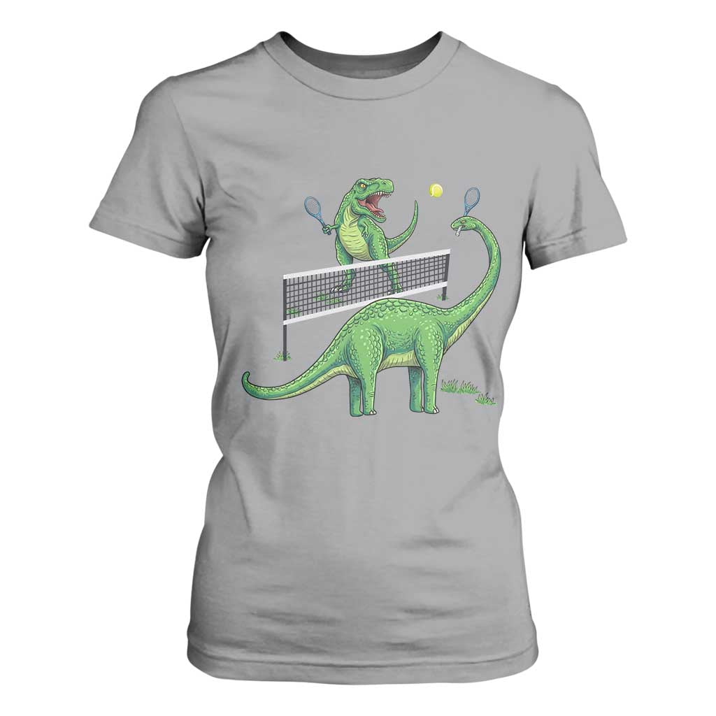Funny Prehistoric Dinosaur Tennis Player Game Day T Shirt For Women TS12 Sport Gray Print Your Wear