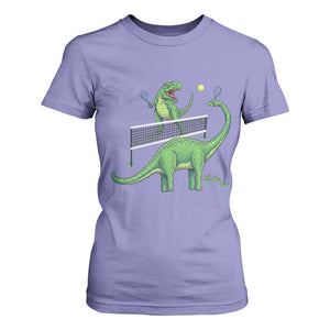 Funny Prehistoric Dinosaur Tennis Player Game Day T Shirt For Women TS12 Violet Print Your Wear