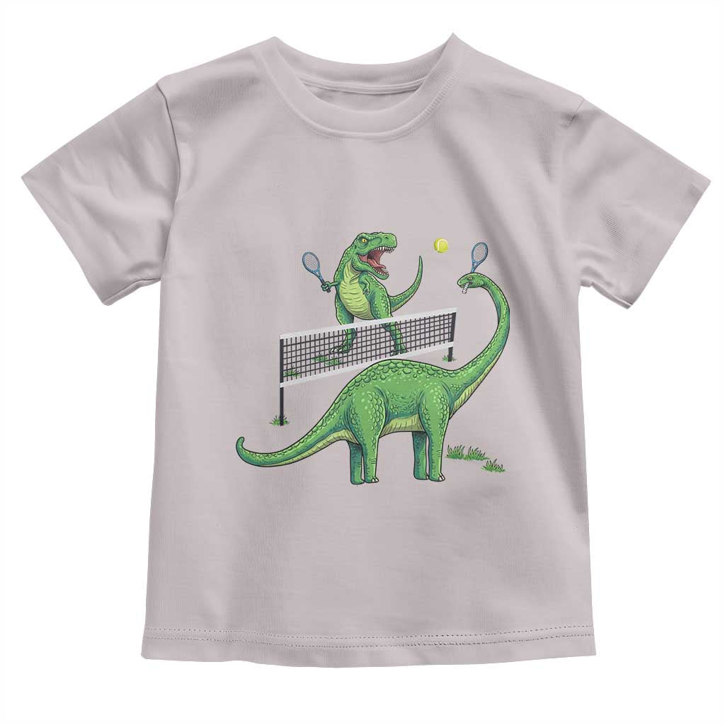 Funny Prehistoric Dinosaur Tennis Player Game Day Toddler T Shirt TS12 Ice Gray Print Your Wear