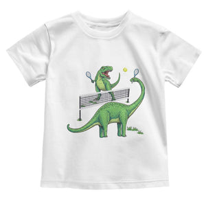 Funny Prehistoric Dinosaur Tennis Player Game Day Toddler T Shirt TS12 White Print Your Wear