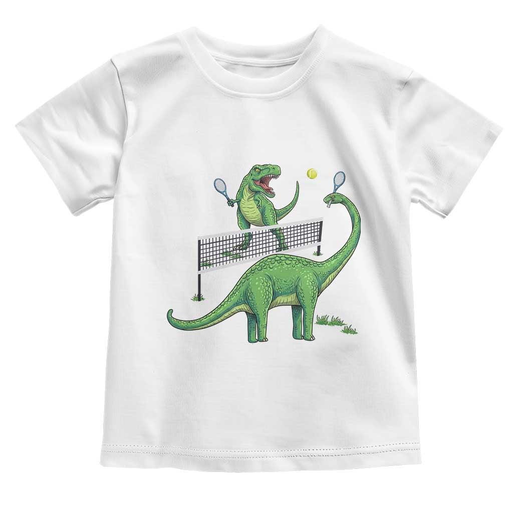 Funny Prehistoric Dinosaur Tennis Player Game Day Toddler T Shirt TS12 White Print Your Wear
