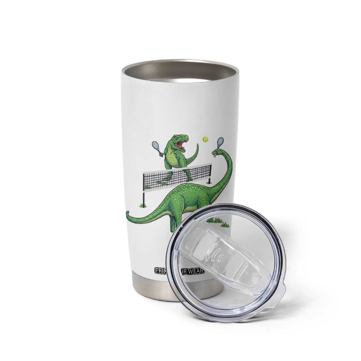 Funny Prehistoric Dinosaur Tennis Player Game Day Tumbler Cup TS12 Print Your Wear