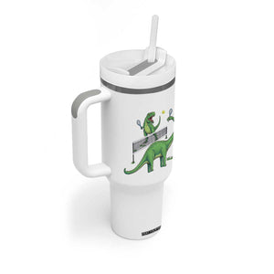 Funny Prehistoric Dinosaur Tennis Player Game Day Tumbler With Handle TS12 Print Your Wear