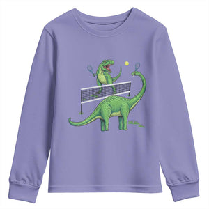 Funny Prehistoric Dinosaur Tennis Player Game Day Youth Sweatshirt TS12 Violet Print Your Wear
