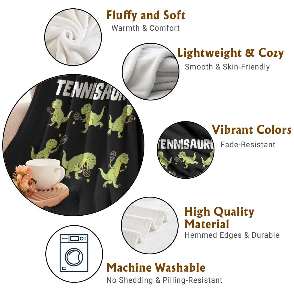 Funny Prehistoric Dinosaur Tennis Player Throw Blanket Gift For Tennis Fans TS12 Print Your Wear