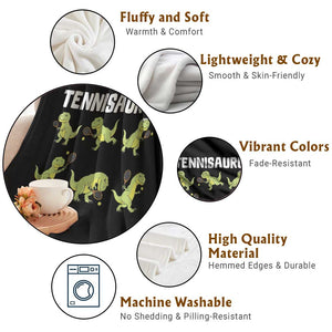 Funny Prehistoric Dinosaur Tennis Player Throw Blanket Gift For Tennis Fans TS12 Print Your Wear