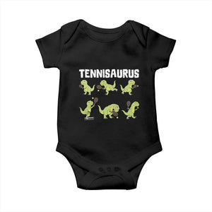 Funny Prehistoric Dinosaur Tennis Player Baby Onesie Gift For Tennis Fans TS12 Black Print Your Wear
