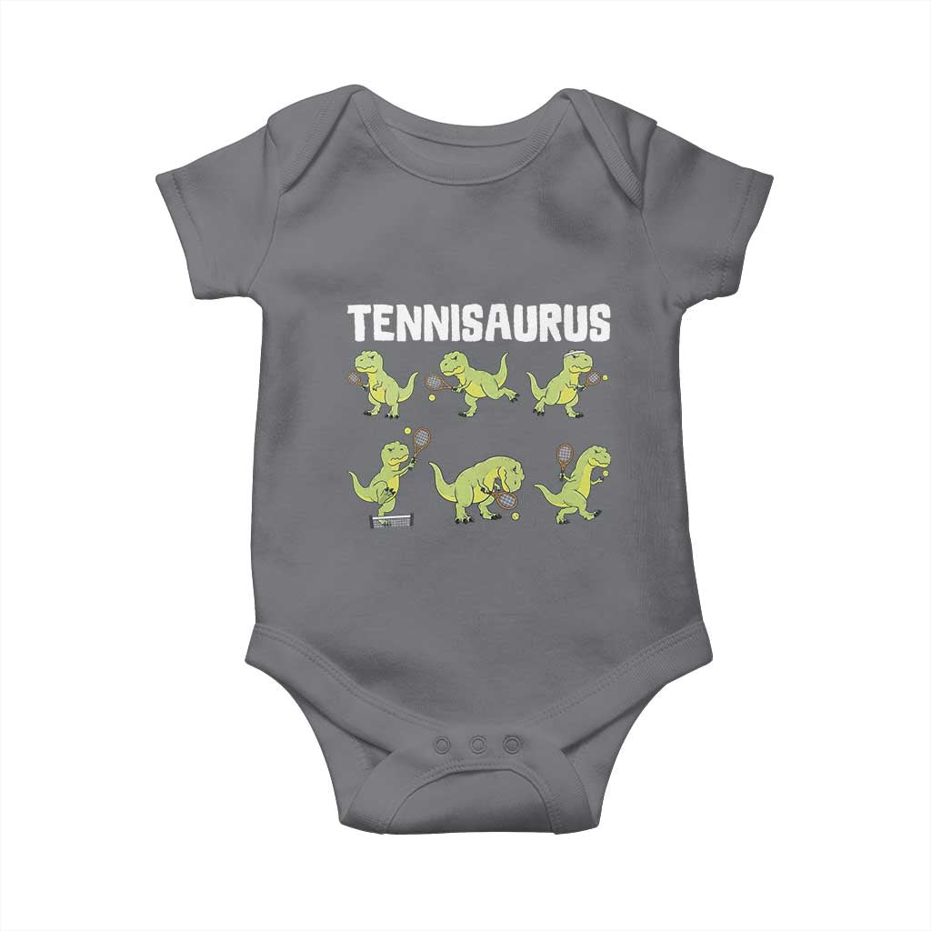 Funny Prehistoric Dinosaur Tennis Player Baby Onesie Gift For Tennis Fans TS12 Charcoal Print Your Wear