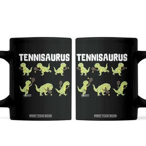 Funny Prehistoric Dinosaur Tennis Player Coffee Mug Gift For Tennis Fans TS12 Black Print Your Wear