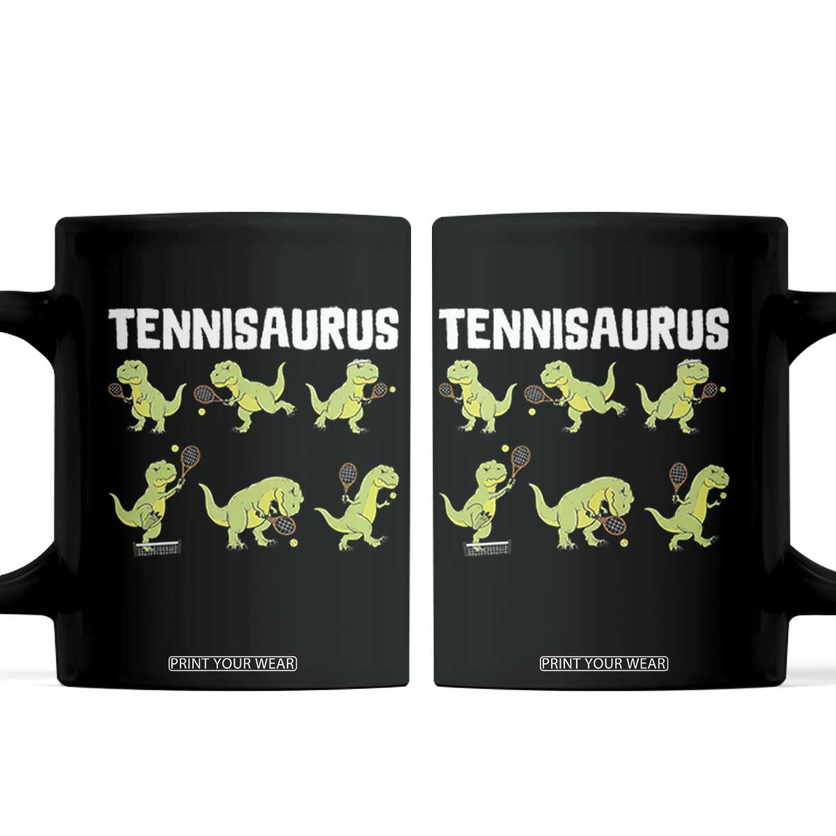 Funny Prehistoric Dinosaur Tennis Player Coffee Mug Gift For Tennis Fans TS12 Black Print Your Wear