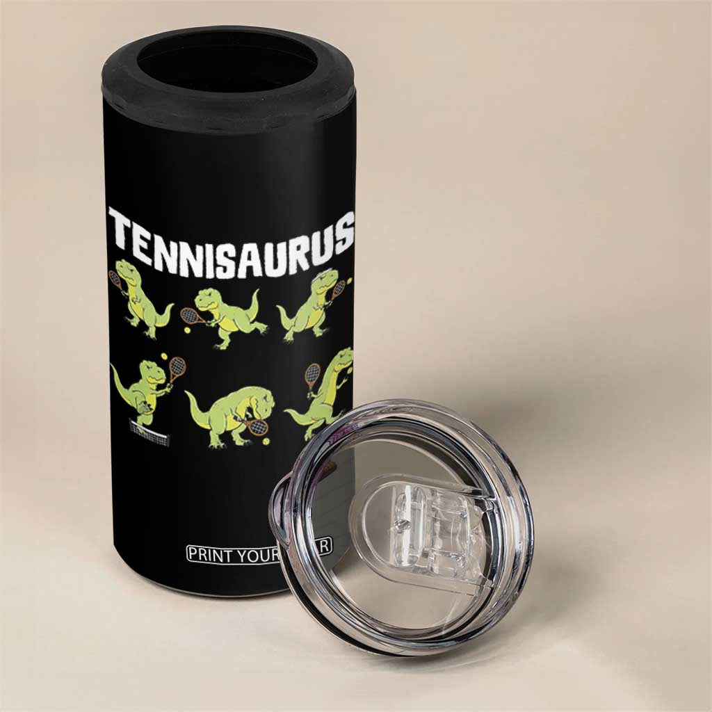 Funny Prehistoric Dinosaur Tennis Player 4 in 1 Can Cooler Tumbler Gift For Tennis Fans TS12 Print Your Wear