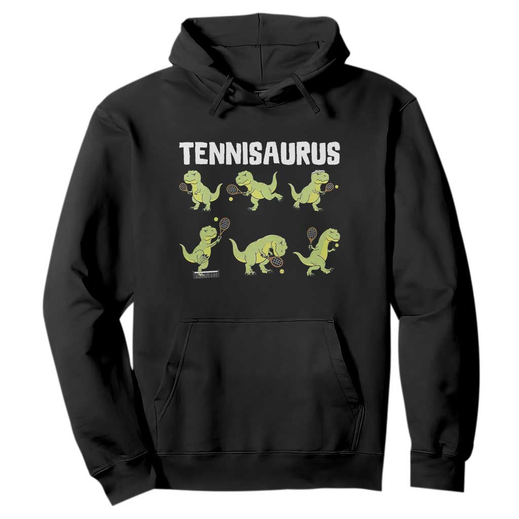 Funny Prehistoric Dinosaur Tennis Player Hoodie Gift For Tennis Fans TS12 Black Print Your Wear