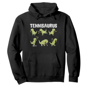 Funny Prehistoric Dinosaur Tennis Player Hoodie Gift For Tennis Fans TS12 Black Print Your Wear