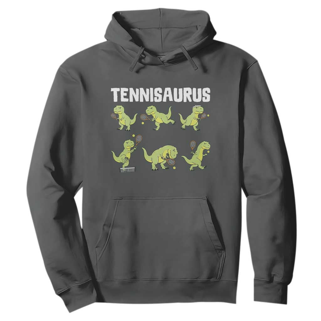 Funny Prehistoric Dinosaur Tennis Player Hoodie Gift For Tennis Fans TS12 Dark Heather Print Your Wear