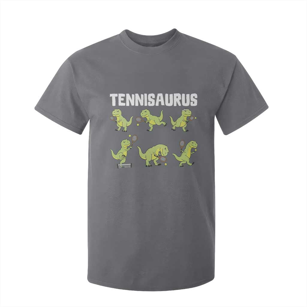 Funny Prehistoric Dinosaur Tennis Player T Shirt For Kid Gift For Tennis Fans TS12 Charcoal Print Your Wear