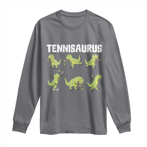 Funny Prehistoric Dinosaur Tennis Player Long Sleeve Shirt Gift For Tennis Fans TS12 Charcoal Print Your Wear