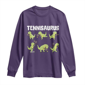 Funny Prehistoric Dinosaur Tennis Player Long Sleeve Shirt Gift For Tennis Fans TS12 Purple Print Your Wear