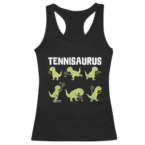 Funny Prehistoric Dinosaur Tennis Player Racerback Tank Top Gift For Tennis Fans TS12 Black Print Your Wear